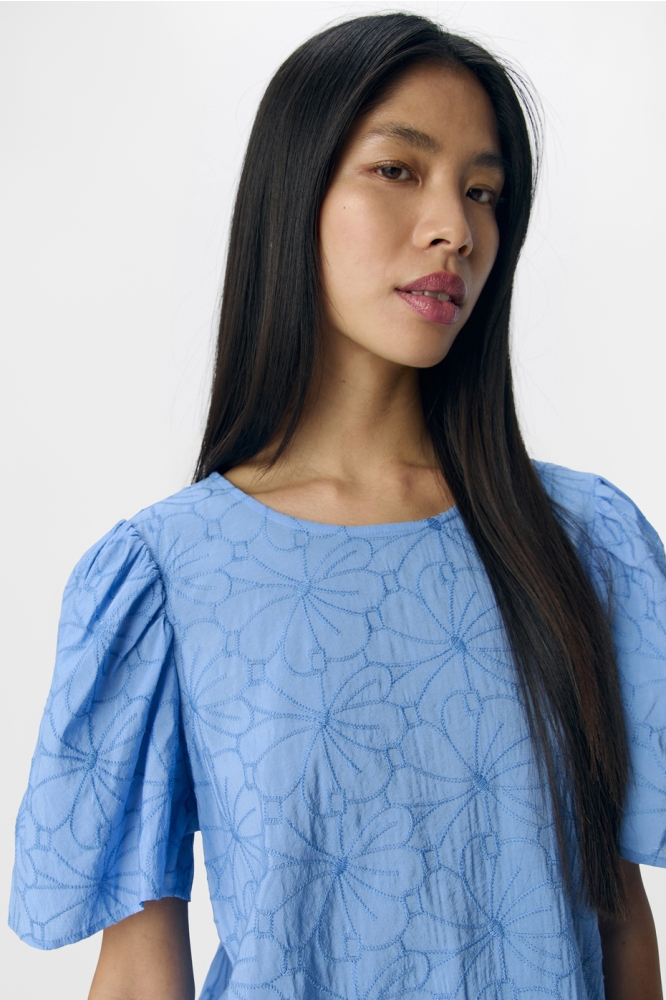 OBJILLY S/S RE O-NECK TOP 138 23046466 CORNFLOWER BLUE